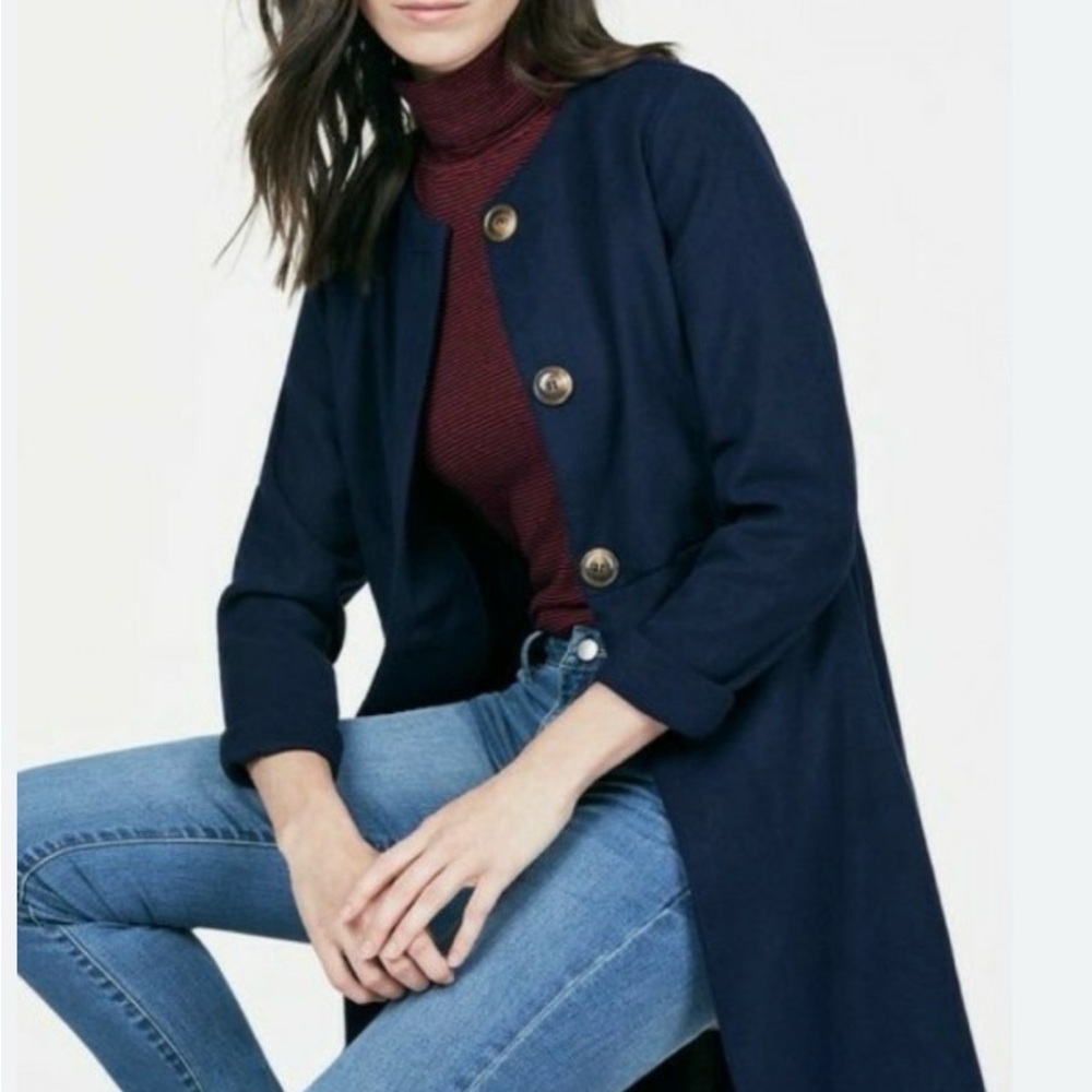 JustFab Deep Purple Coat with Gold Accents